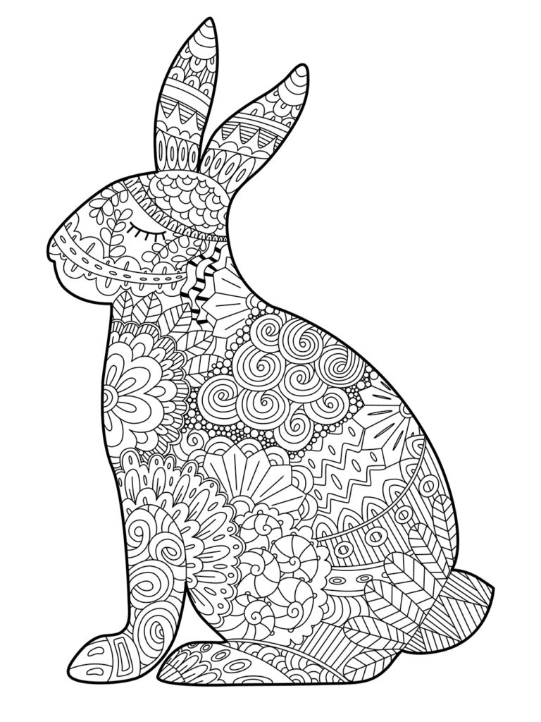 Coloriage Pâques Lapin Adulte Zentangle - Pâques à imprimer