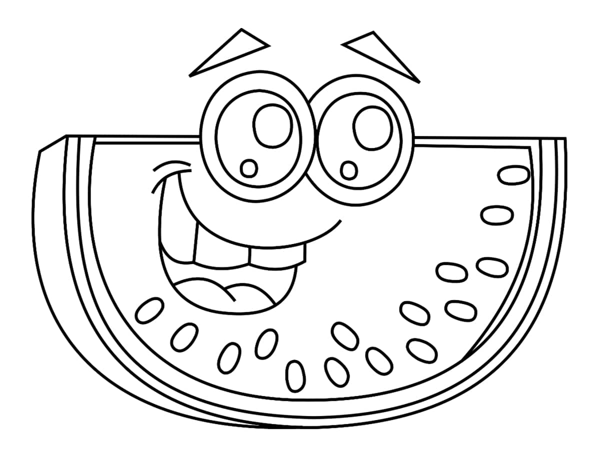 Coloriage Pasteque Kawaii - Kawaii à imprimer
