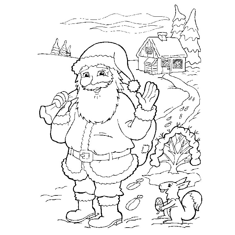 Coloriage Père Noël Et Sa Hotte - Noël à imprimer
