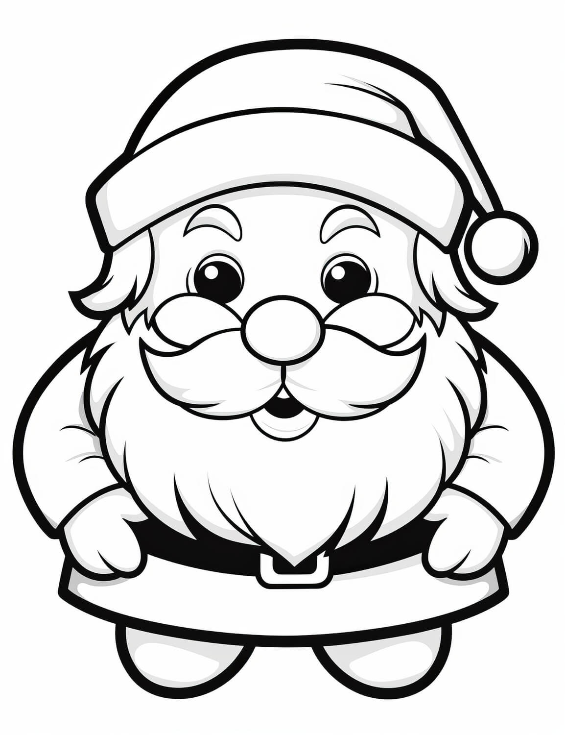 Coloriage Père Noël mignon en style facile maternelle - Noël à imprimer