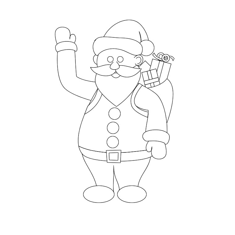 Coloriage Père Noël Simple - Noël à imprimer