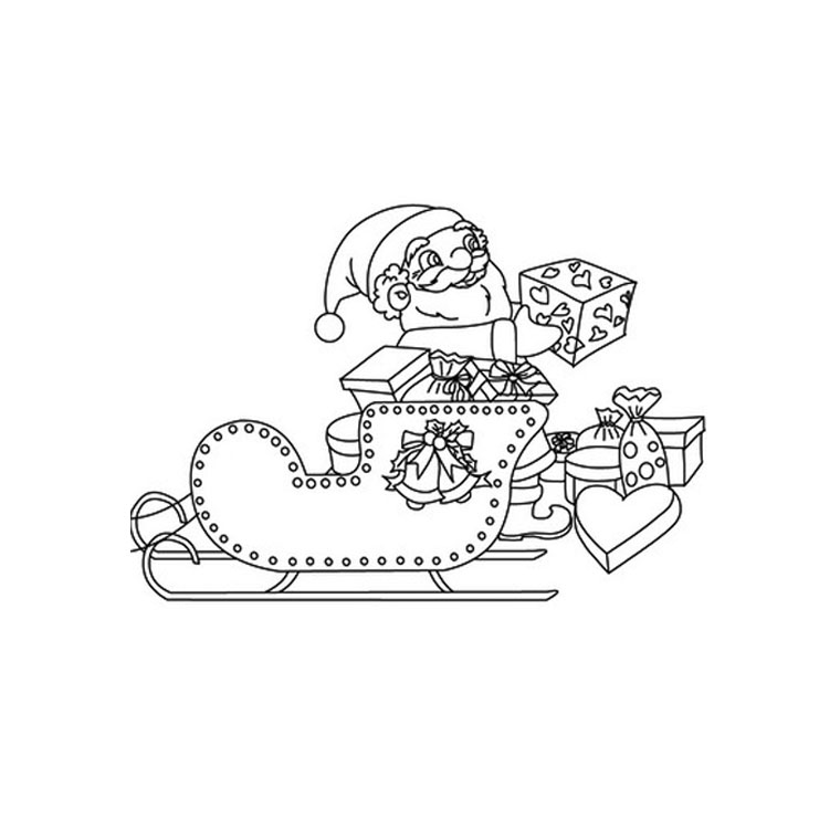 Coloriage Père Noël Traîneau - Noël à imprimer