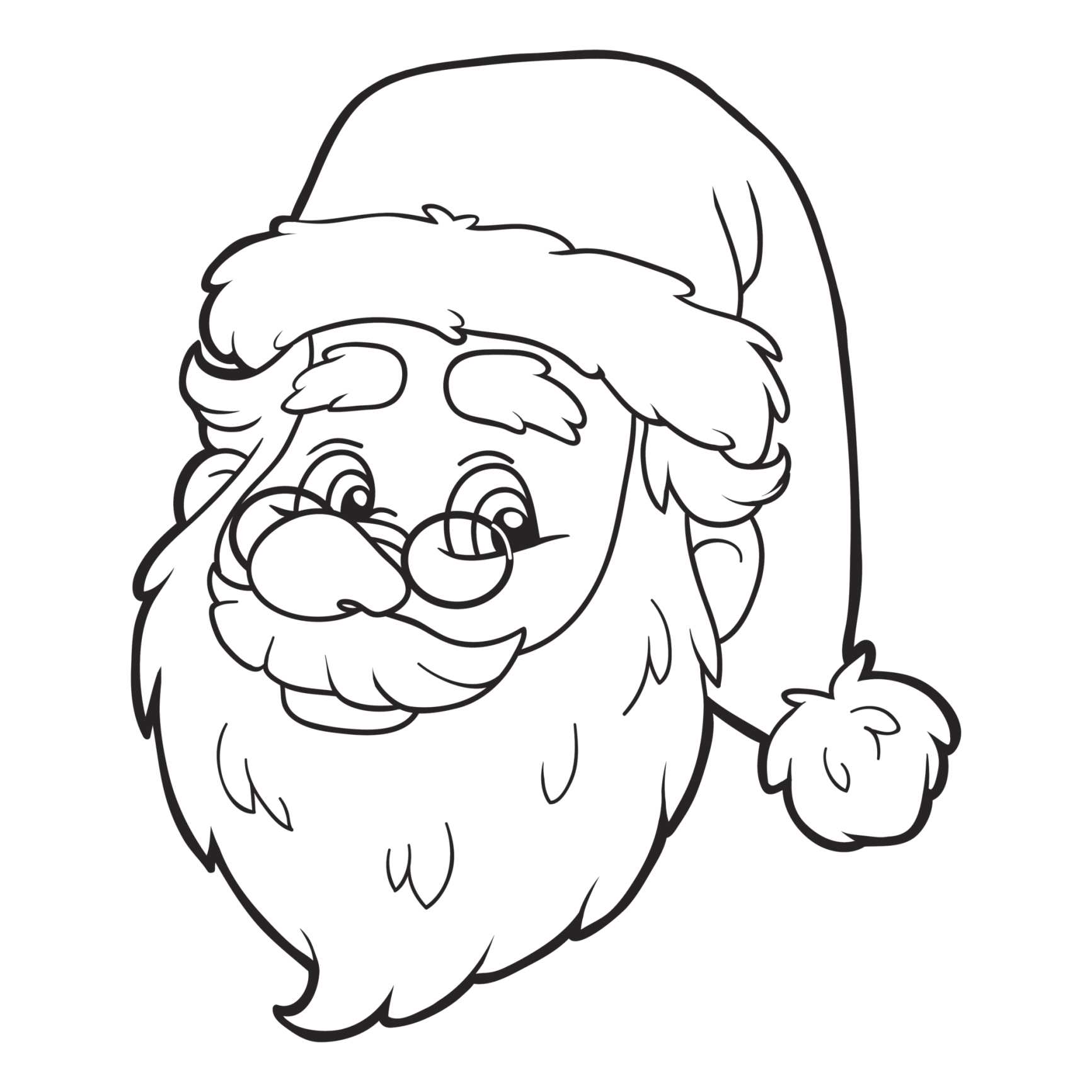 Coloriage Père Noël Visage Reel - Noël à imprimer