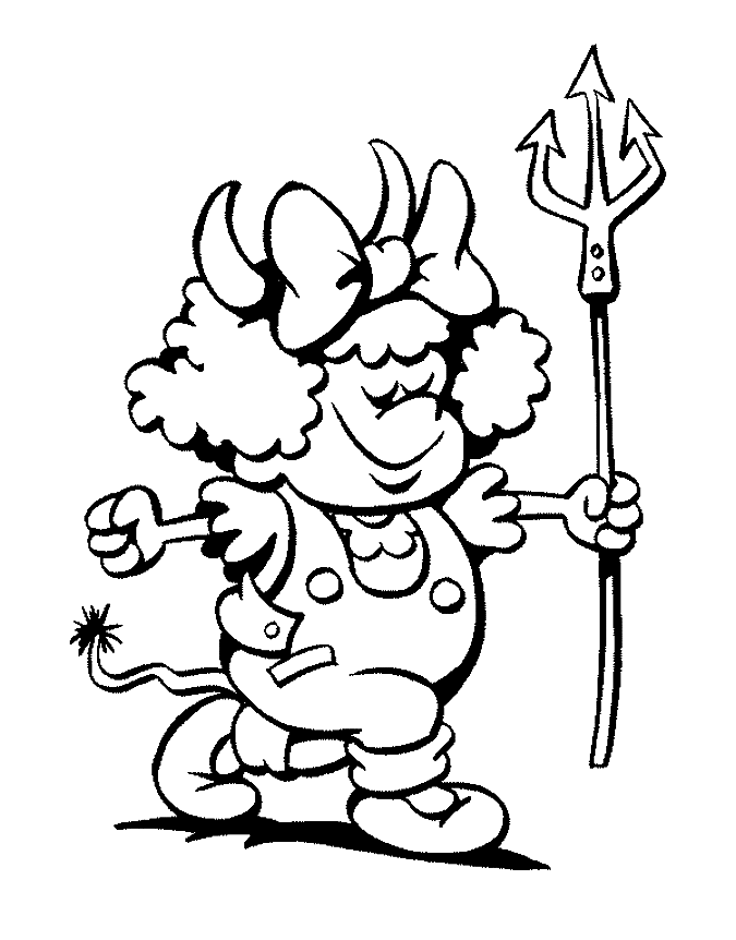 Coloriage Petite Diablesse - Halloween à imprimer