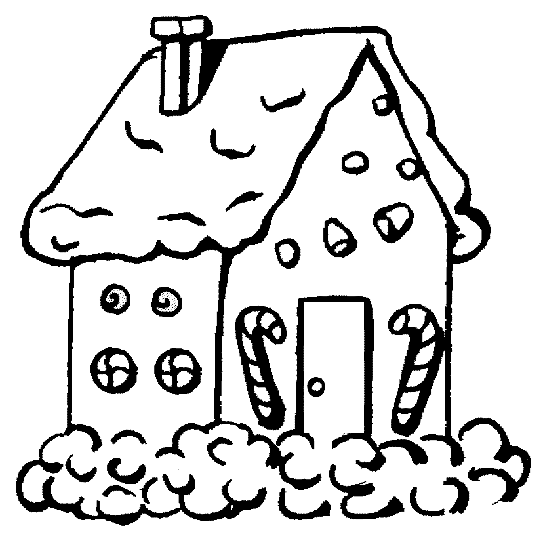 Coloriage Petite Maison De Noël Avec Canne De Noël - Noël à imprimer