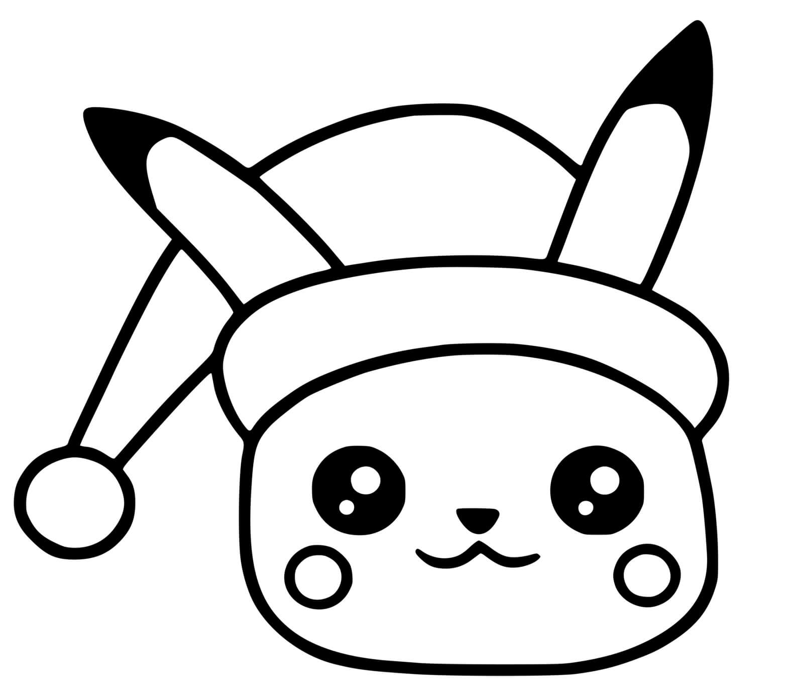 Coloriage Pikachu Noël Kawaii - Kawaii à imprimer
