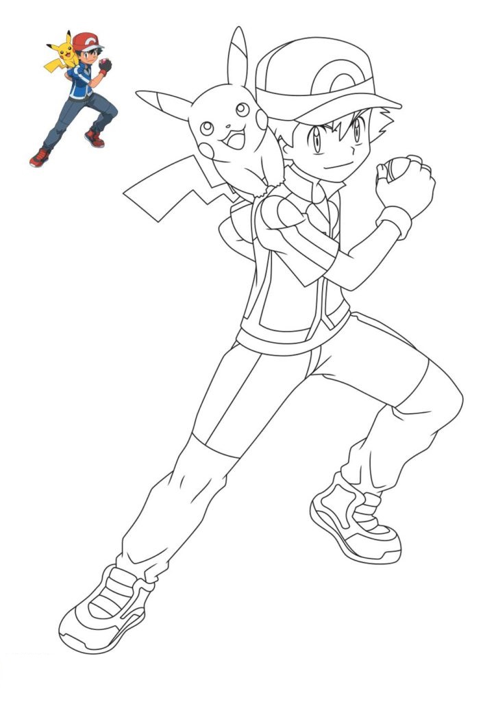 Coloriage Pokemon Pikachu Et Ash - Pokémon à imprimer