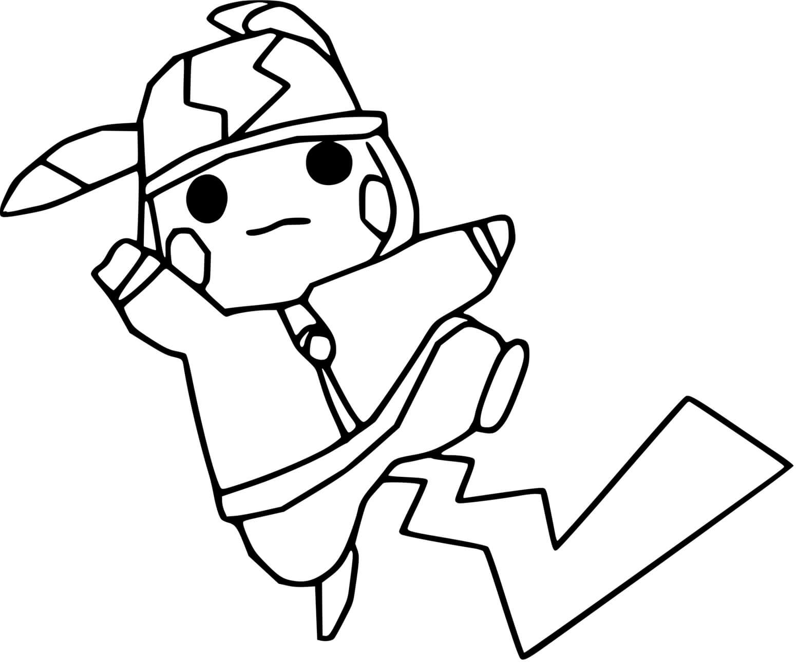 Coloriage Pokemon Unite Pikachu Rap Avec Casquette - Pokémon à imprimer