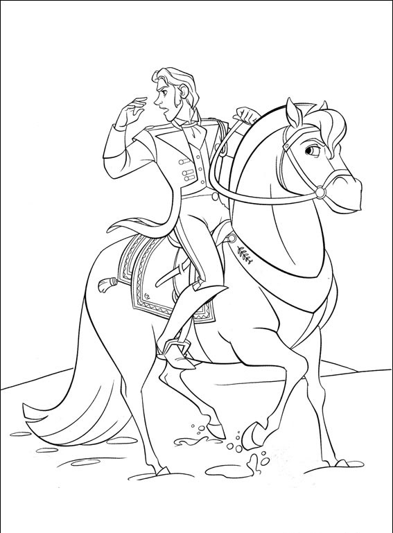 Coloriage Prince Hans Avec Son Cheval Fort - La Reine des neiges à imprimer