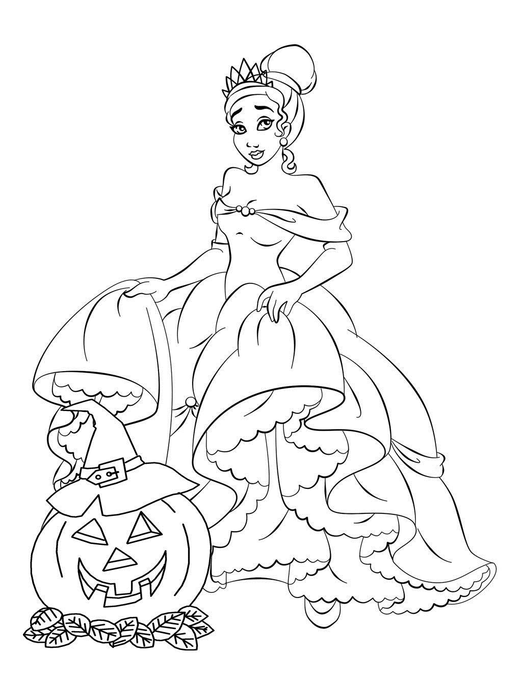 Coloriage Princesse Disney Halloween - Halloween à imprimer