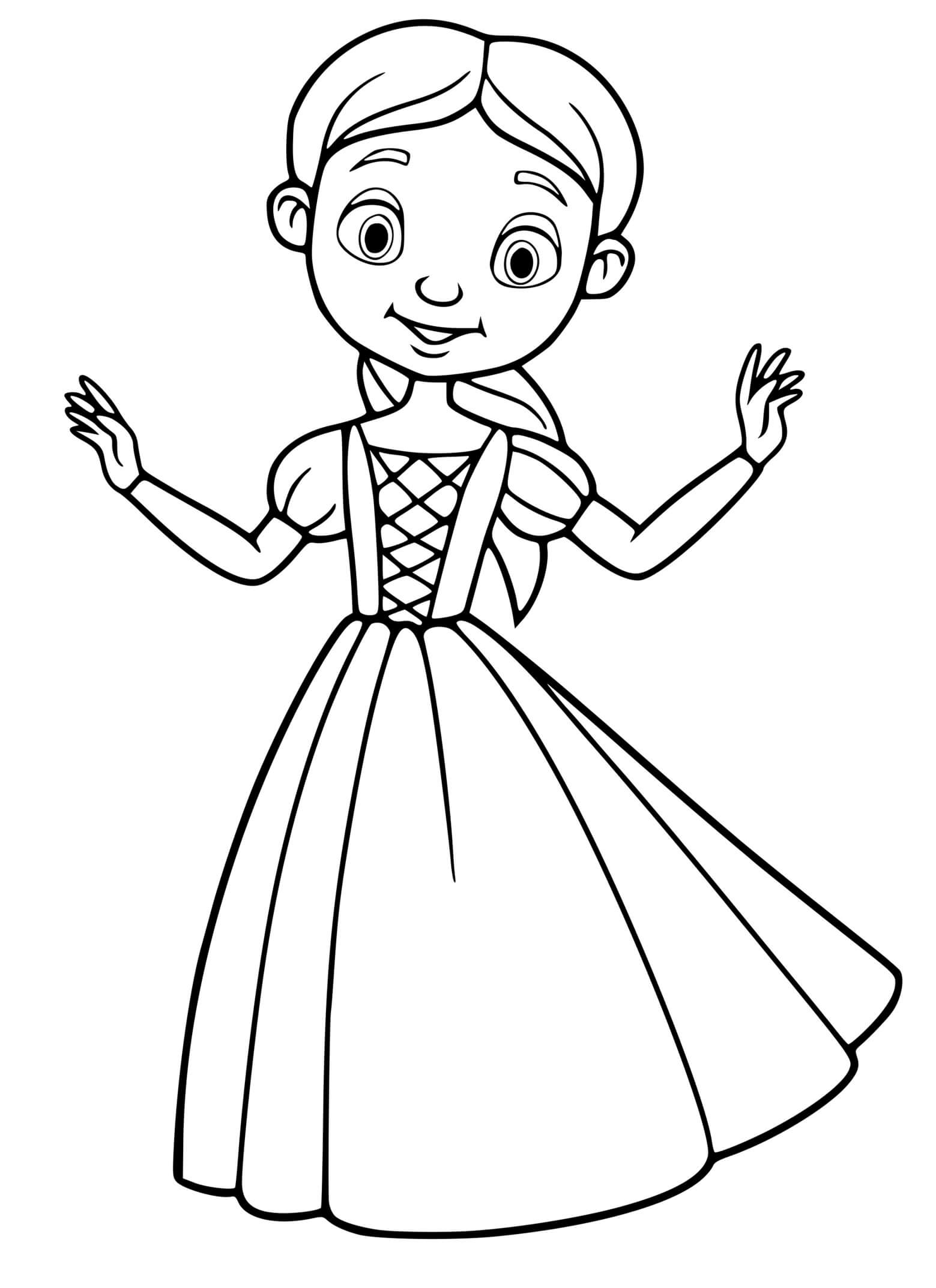 Coloriage Princesse avec Robe Élégante - Princesse à imprimer