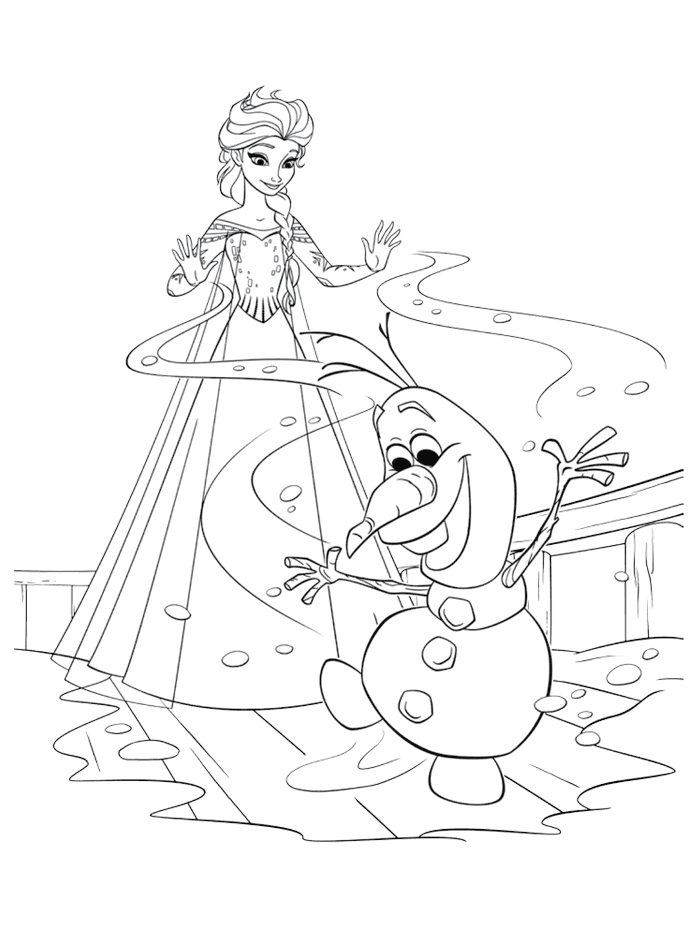 Coloriage Reine Des Neiges Avec Olaf Qui A Froid - La Reine des neiges à imprimer