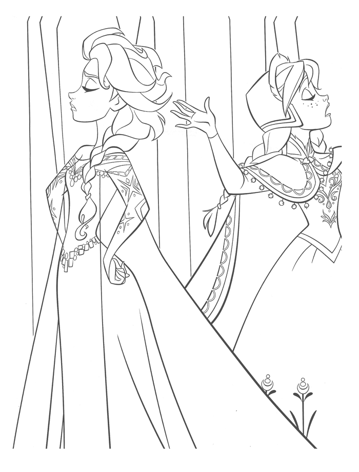 Coloriage Reine Des Neiges Elsa Et Anna Se Chicane - La Reine des neiges à imprimer