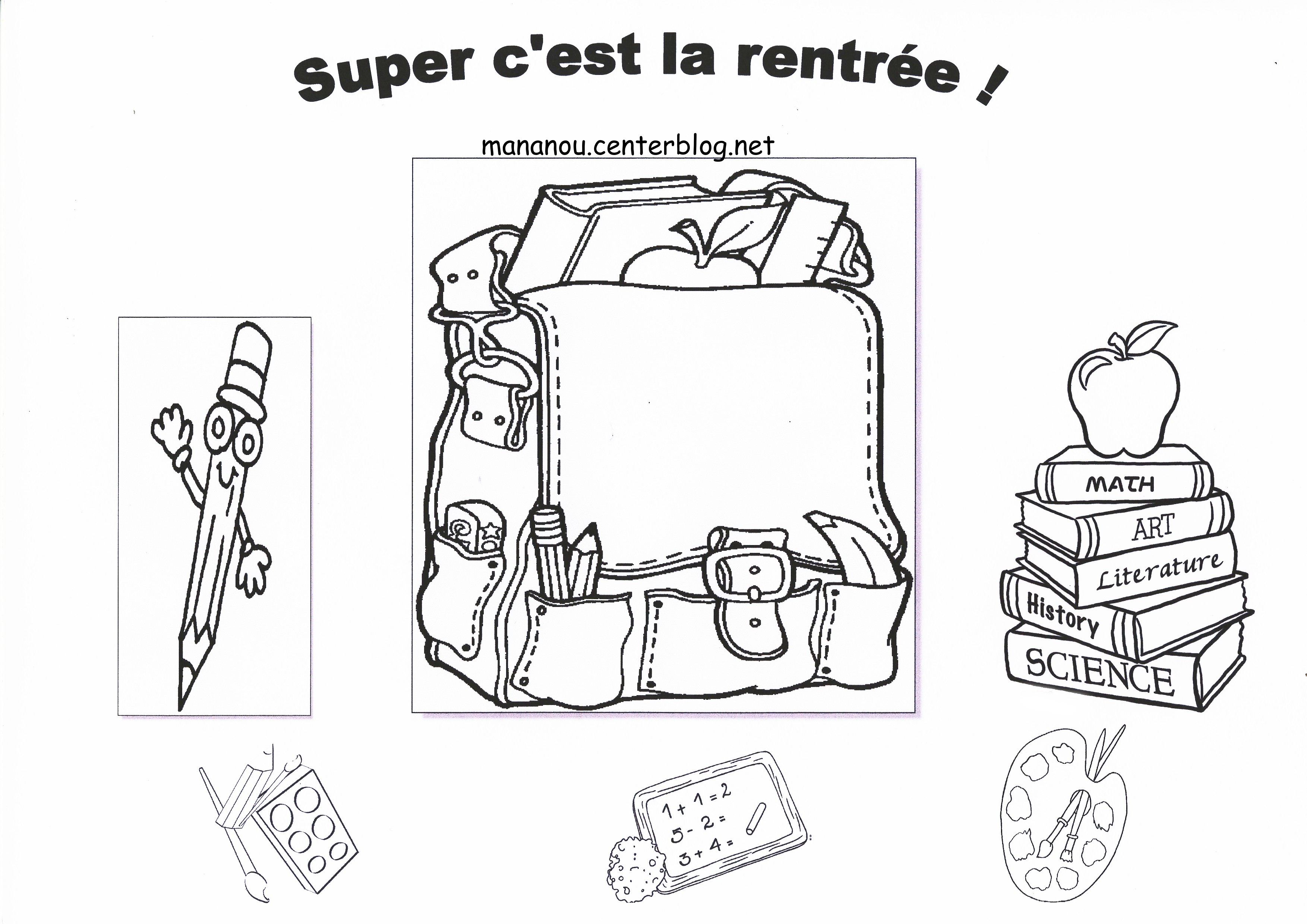 Coloriage Rentrée Maternelle Sac A Dos - Maternelle à imprimer