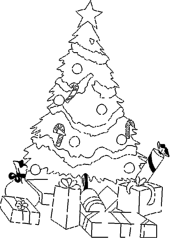 Coloriage Sapin Noël Avec Cadeaux - Noël à imprimer