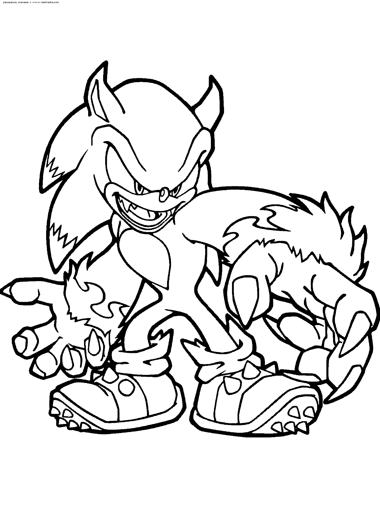 Coloriage Sonic Monster Scary - Sonic à imprimer