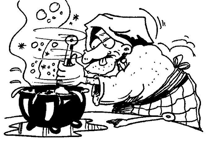 Coloriage Sorcière Prepare Potion - Halloween à imprimer