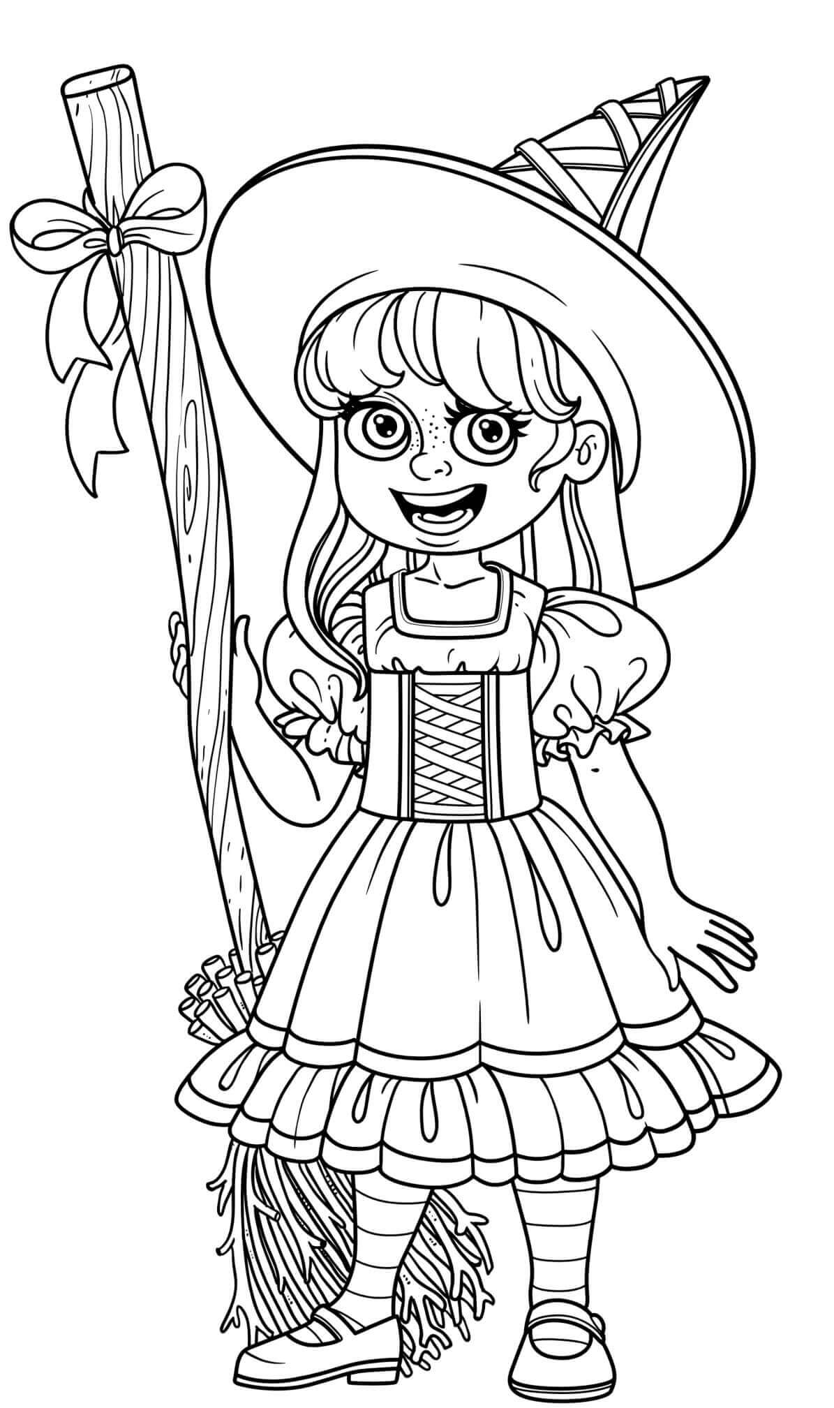 Coloriage Sorcière Qui Aime La Magie - Halloween à imprimer