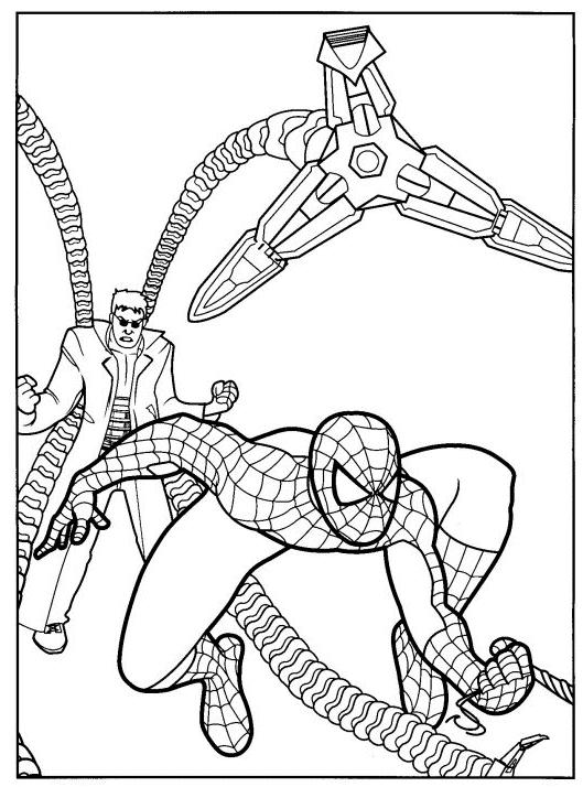 Coloriage Spider-Man en position de combat - Spider-Man à imprimer