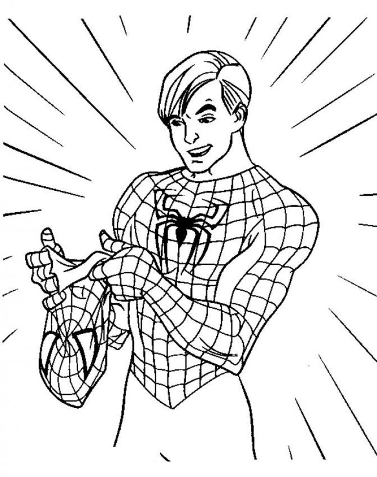 Coloriage Spider-Man en action défensive - Spider-Man à imprimer