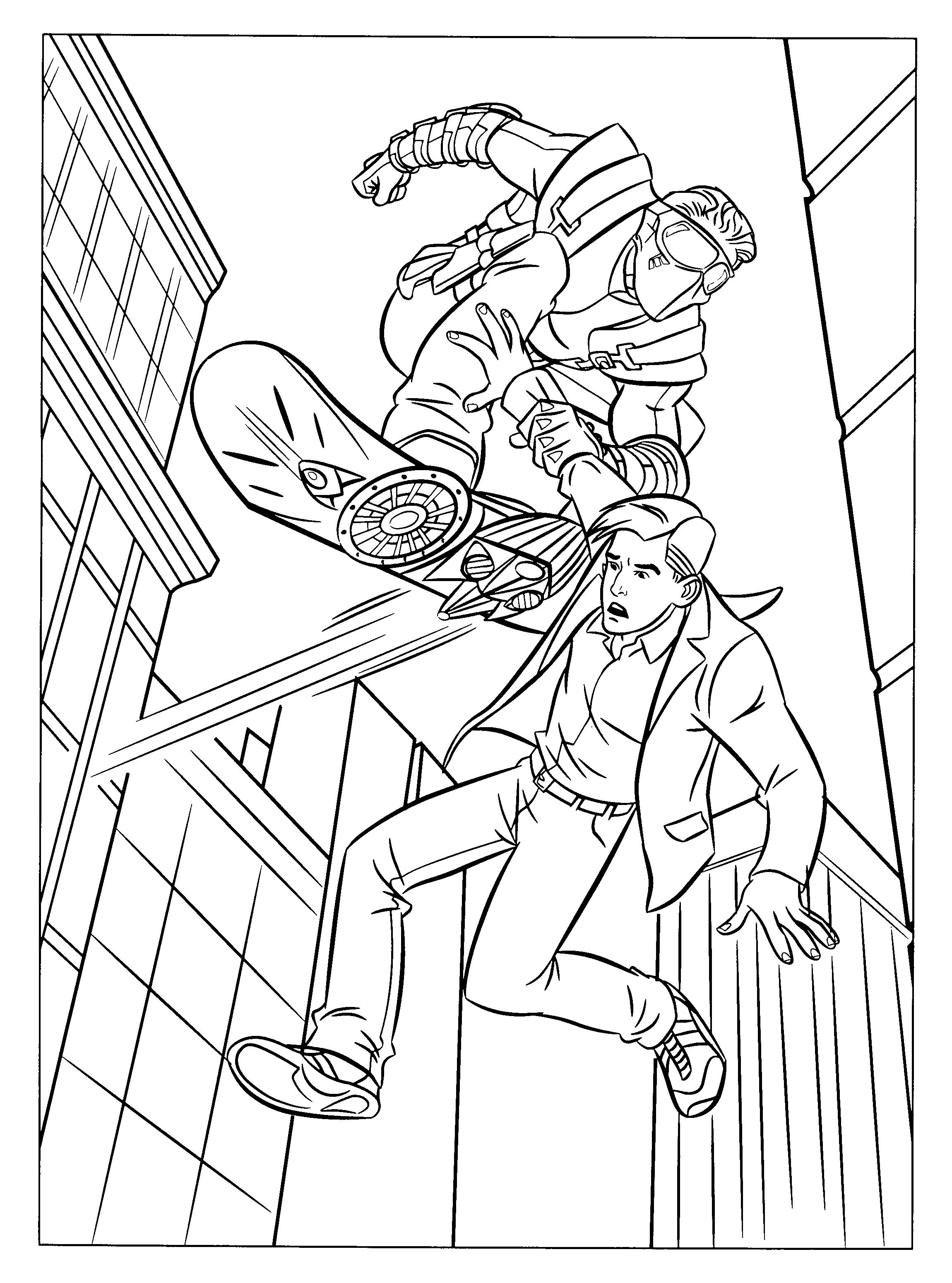 Coloriage Spider-Man en action de combat - Spider-Man à imprimer