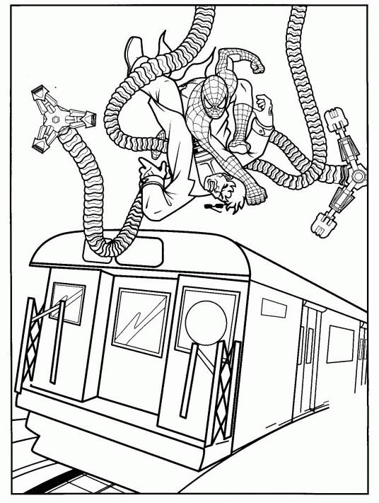 Coloriage Spider-Man en position de combat - Spider-Man à imprimer