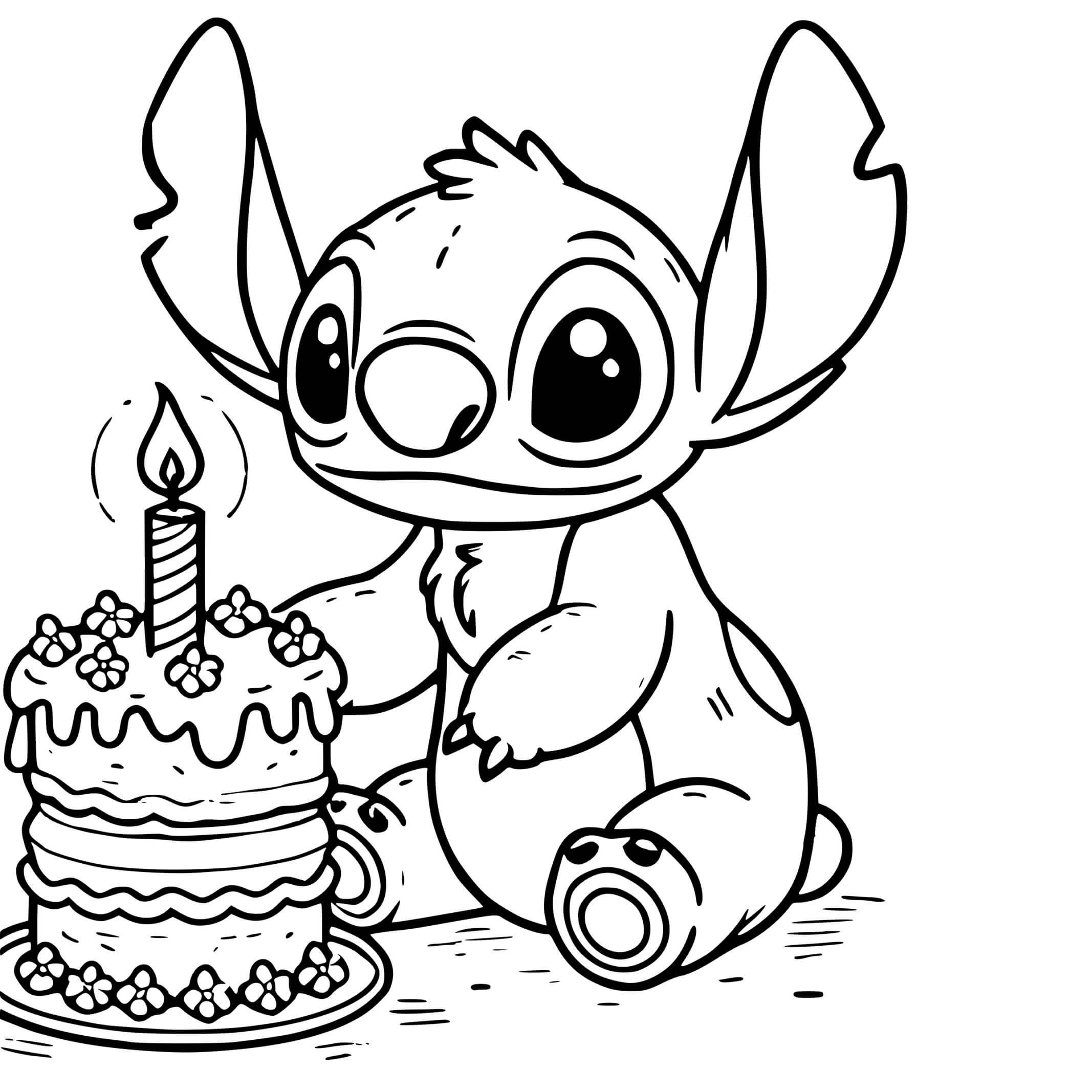 Coloriage Stitch anniversaire