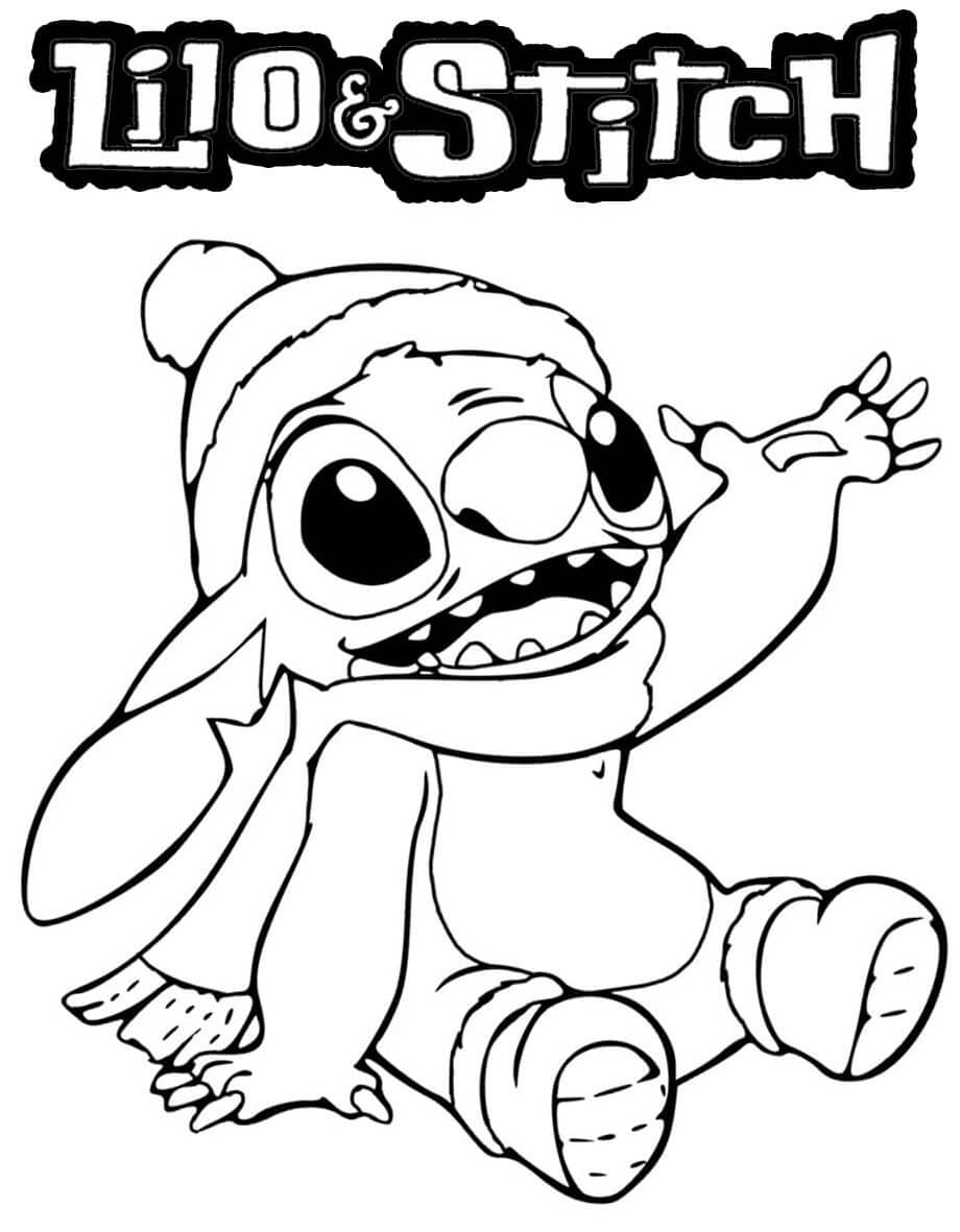 Coloriage Stitch Avec Un Tuque Pour Le Froid - Stitch à imprimer