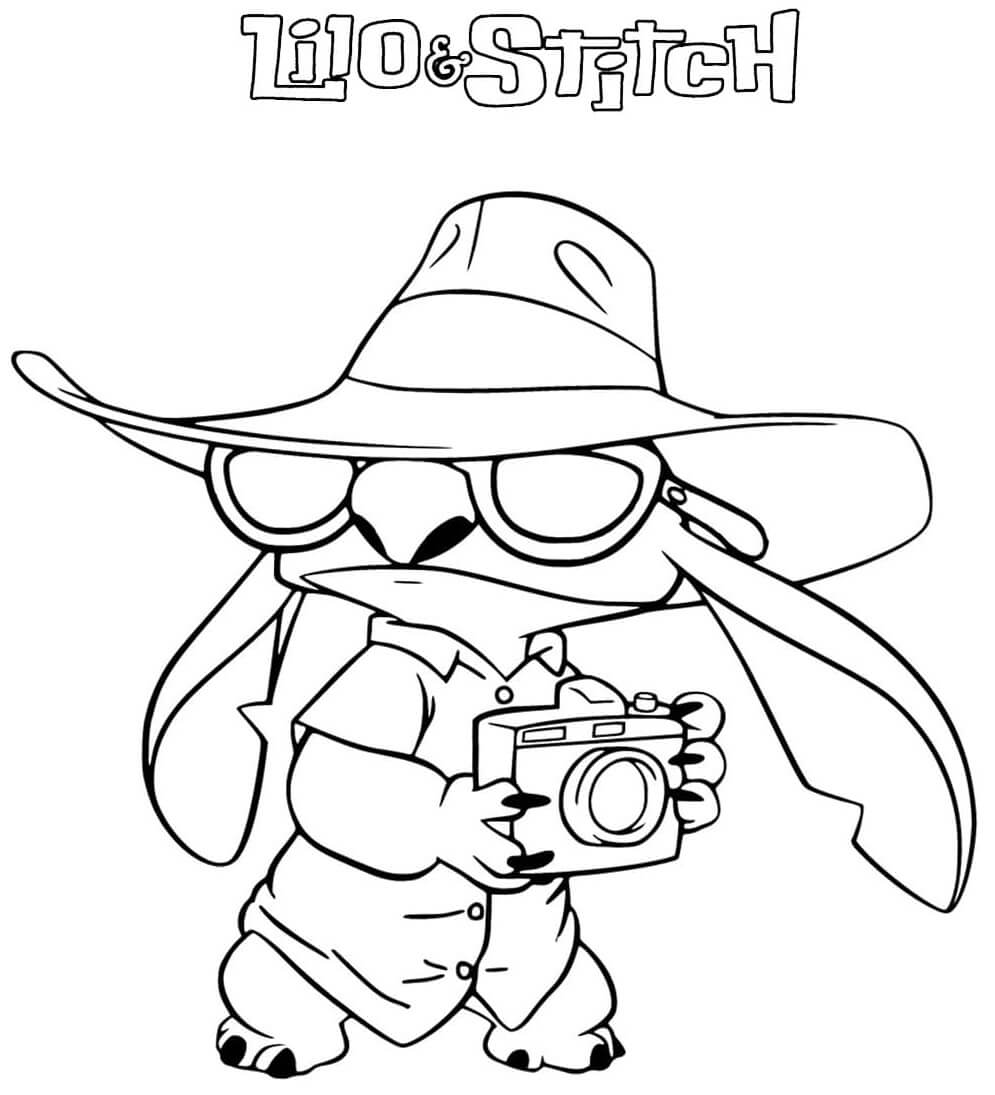 Coloriage Stitch Le Photographe - Stitch à imprimer
