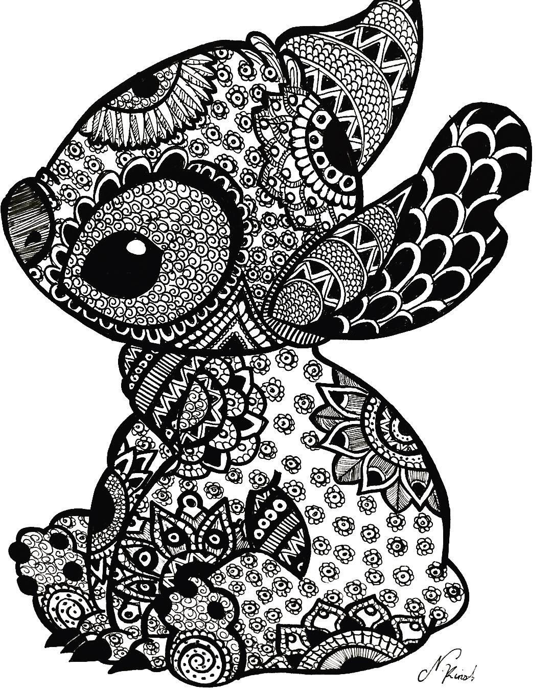 Coloriage Stitch Mandala Adulte Zentangle - Stitch à imprimer