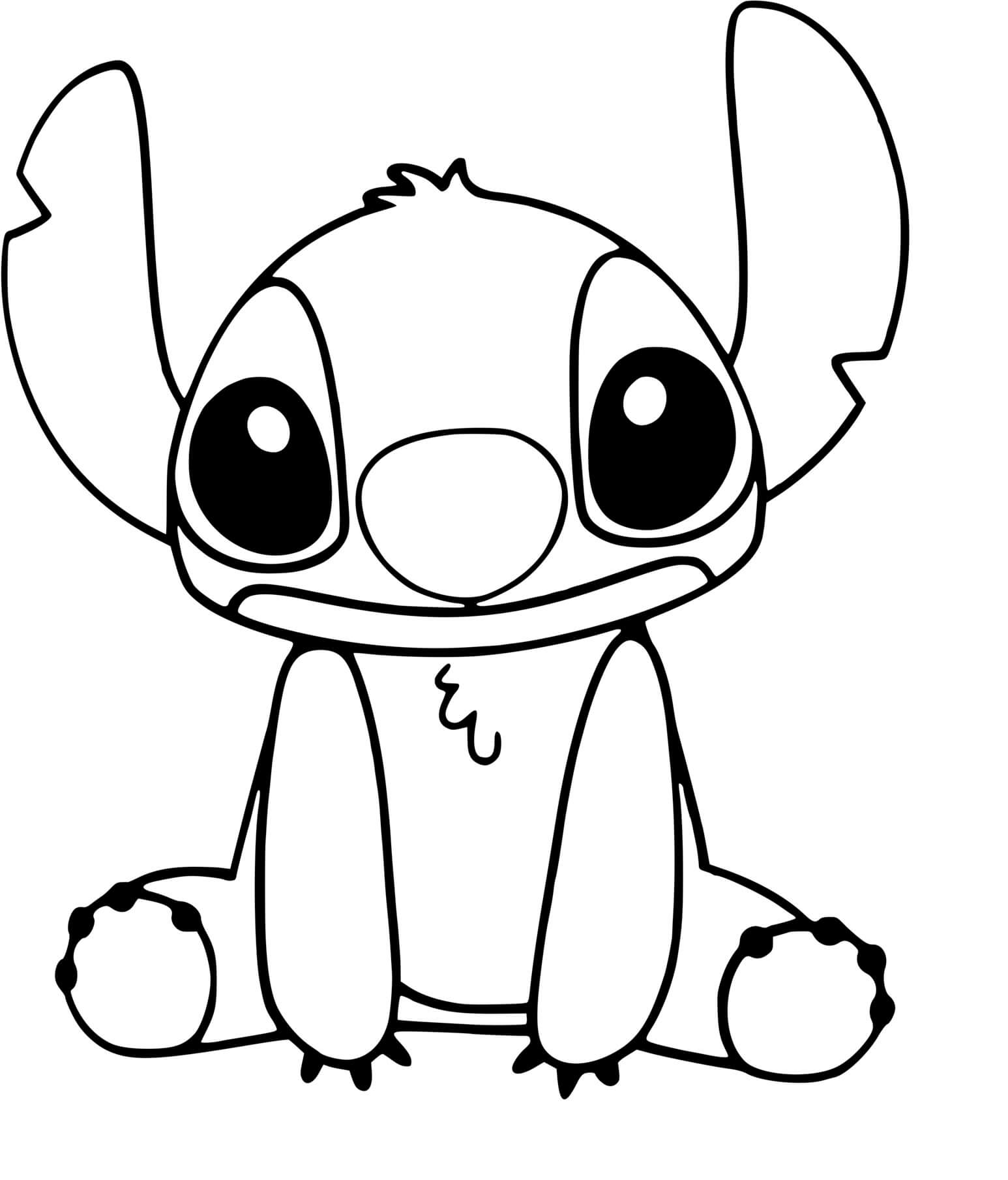 Coloriage Stitch Se Repose Après Une Longue Journée - Stitch à imprimer