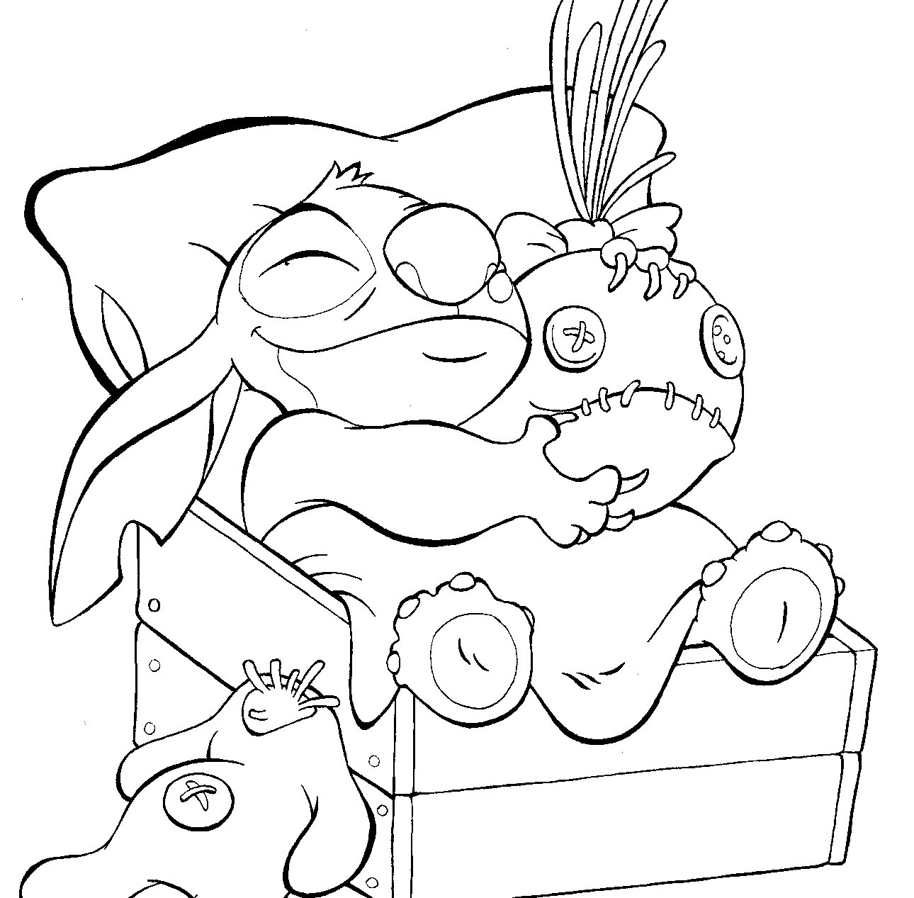Coloriage Stitch Veut Dormir Disney - Stitch à imprimer