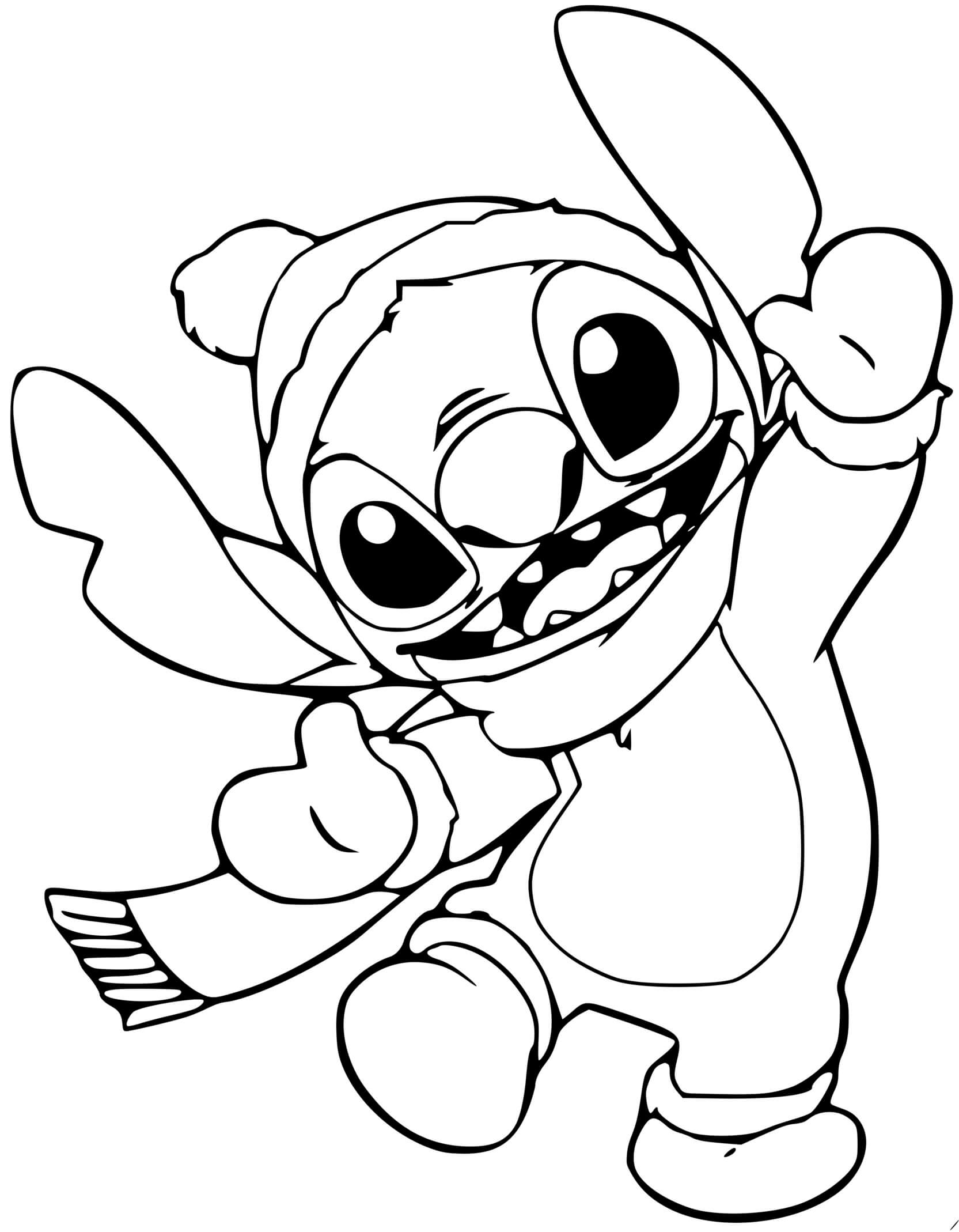 Coloriage Stitich Se Prepare Pour L'hiver Et Le Froid - Stitch à imprimer