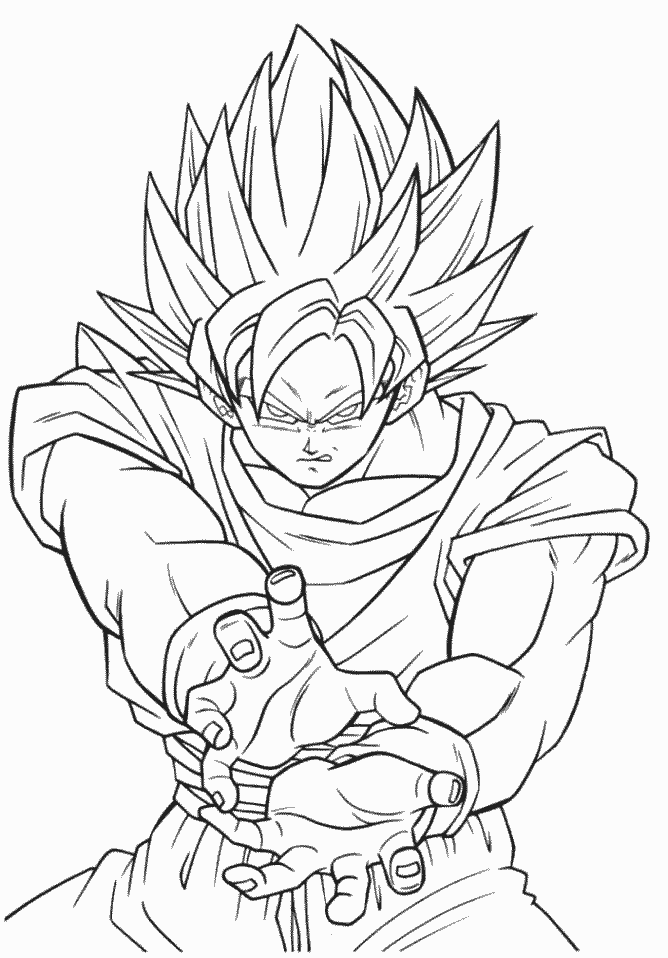 Coloriage Goku en transformation Super Saïyen Dragon Ball Z - Dragon ball z à imprimer