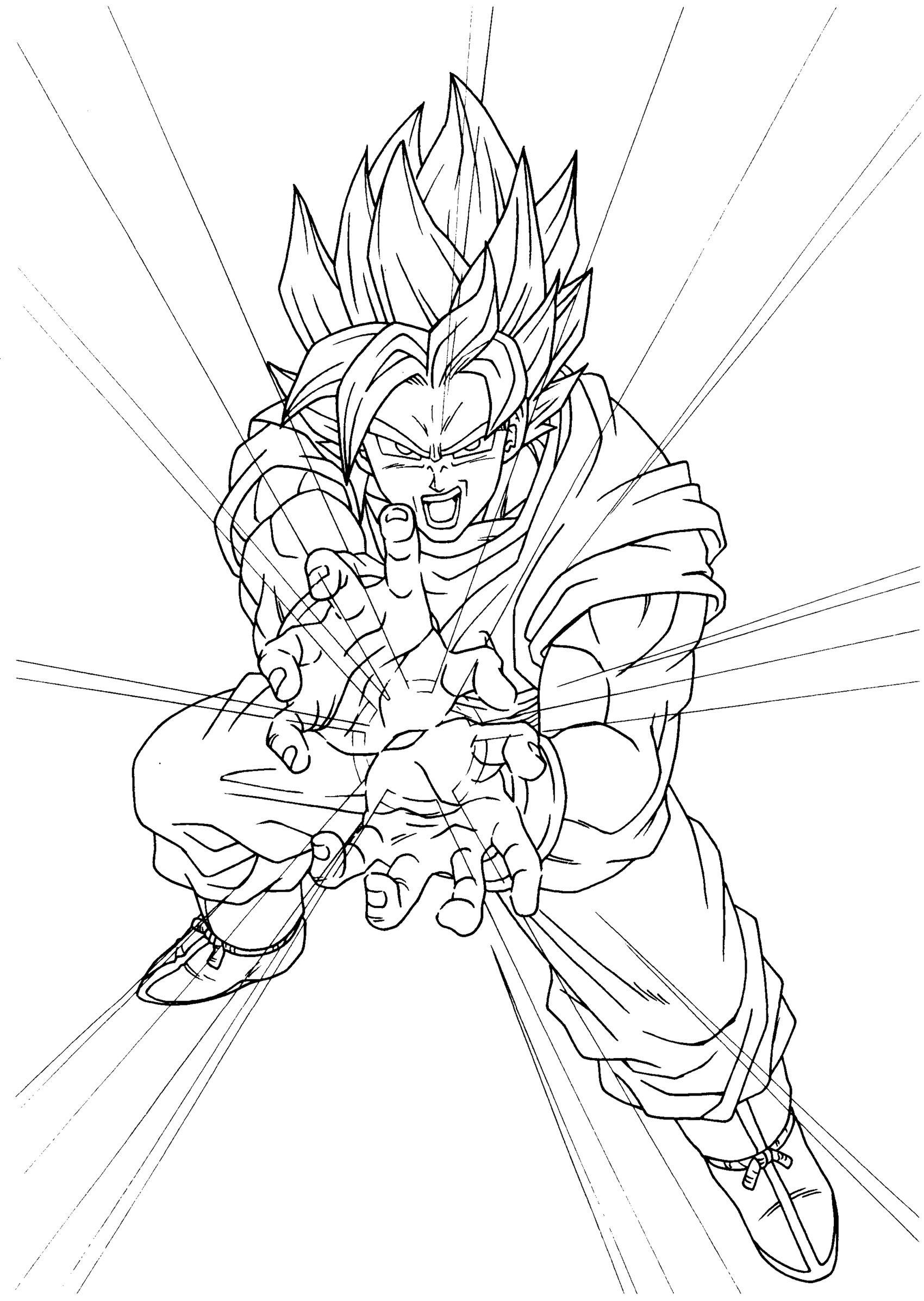 Coloriage Super Goku Super Sayen Dbz - Dragon ball z à imprimer