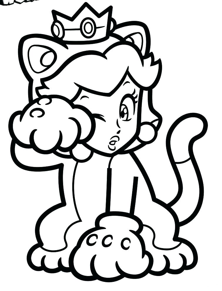 Coloriage Super Mario 3d World Princesse Peach - Mario à imprimer