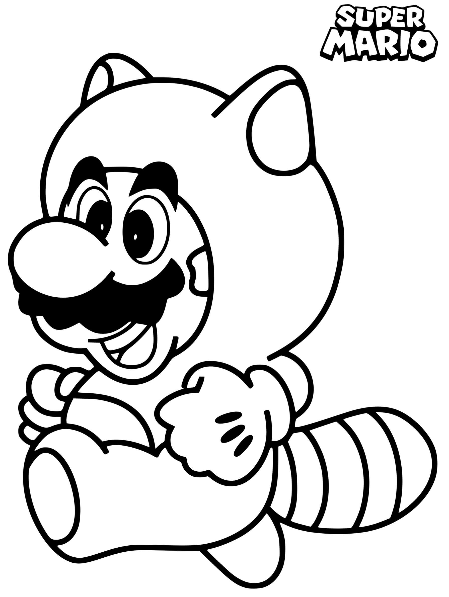 Coloriage Super Mario Bros 3 En Raton Laveur - Mario à imprimer