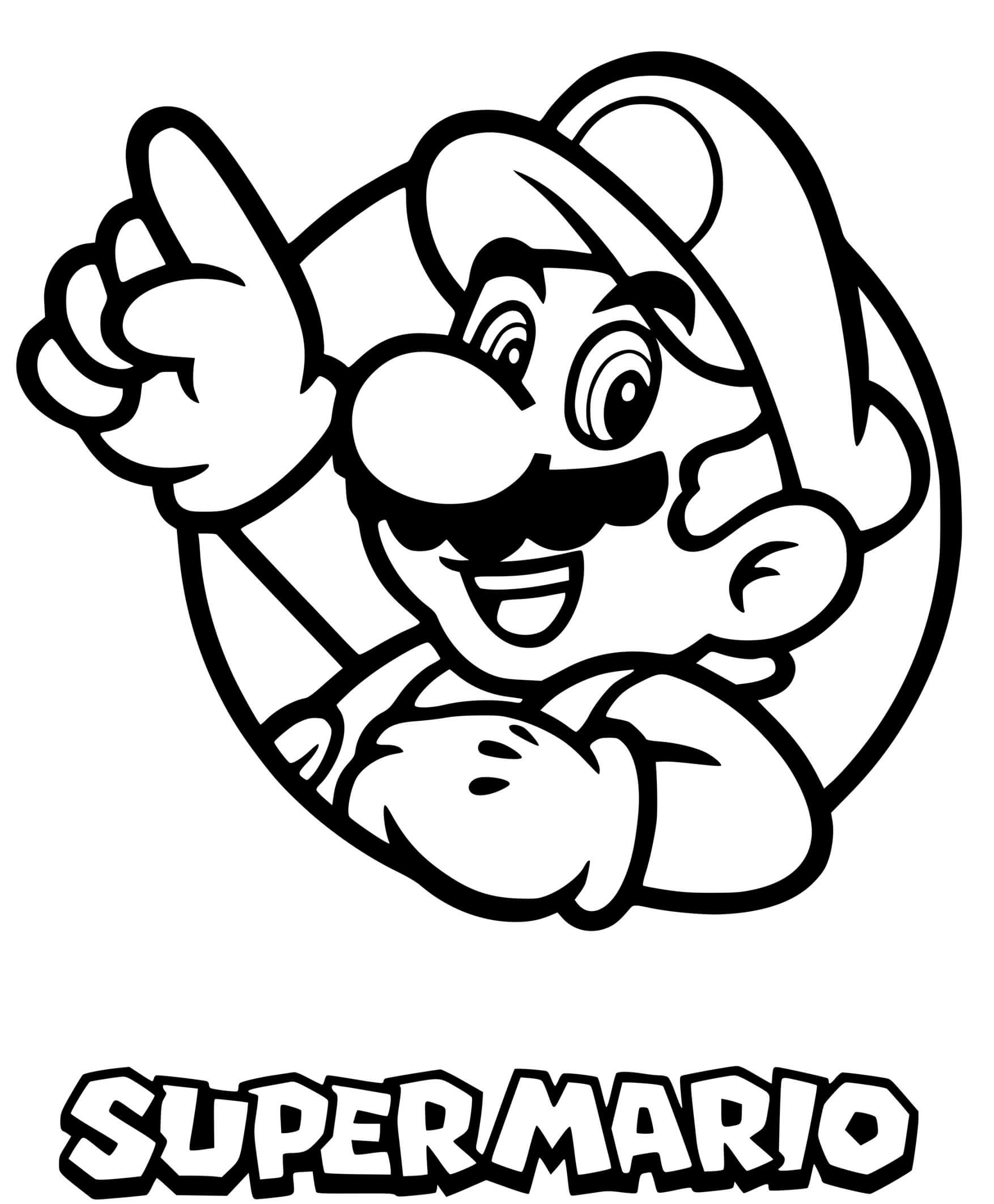 Coloriage Super Mario Bros Avec Logo Classique - Mario à imprimer