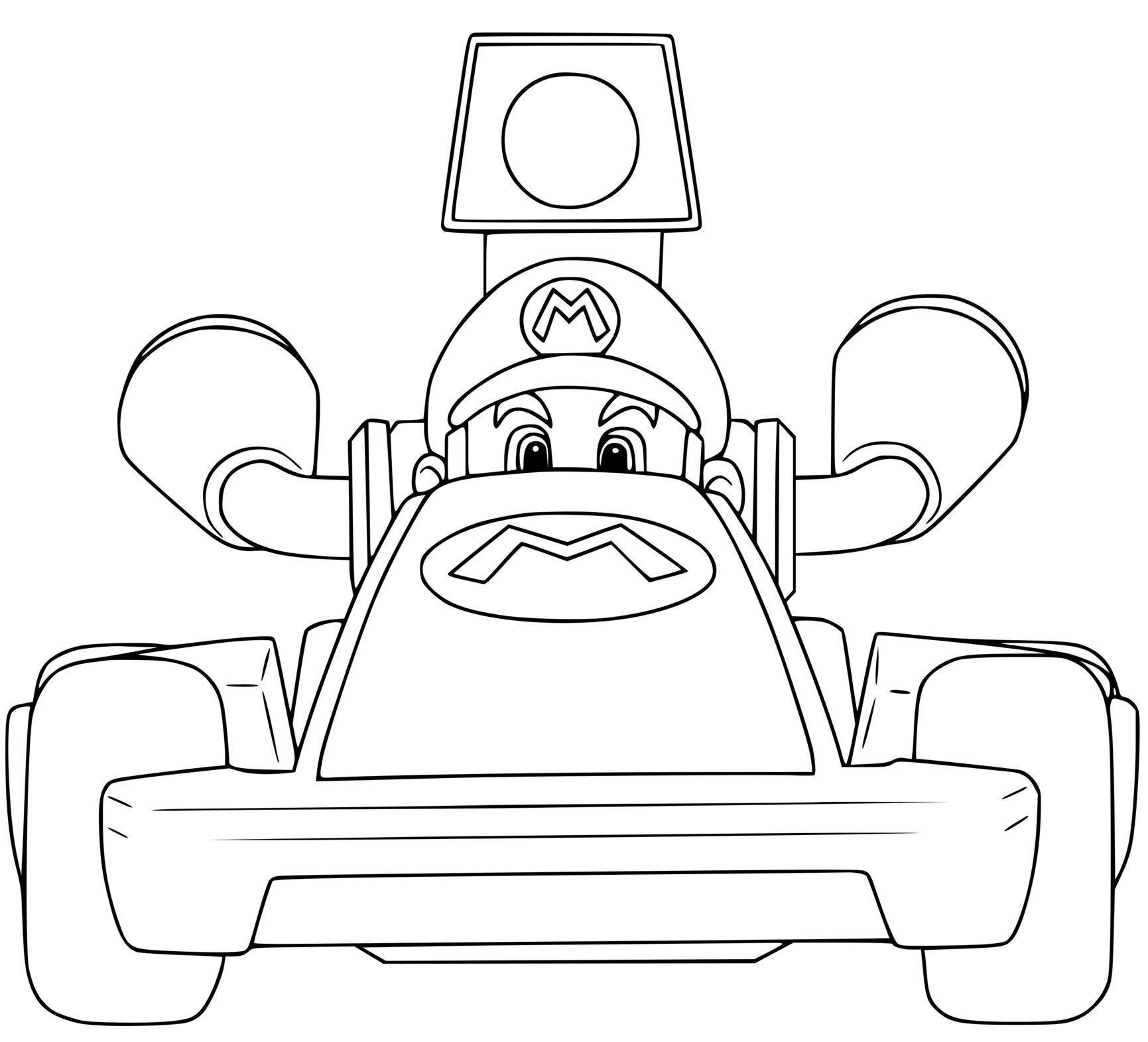 Coloriage Super Mario Bros Kart Voiture Rapide - Mario à imprimer