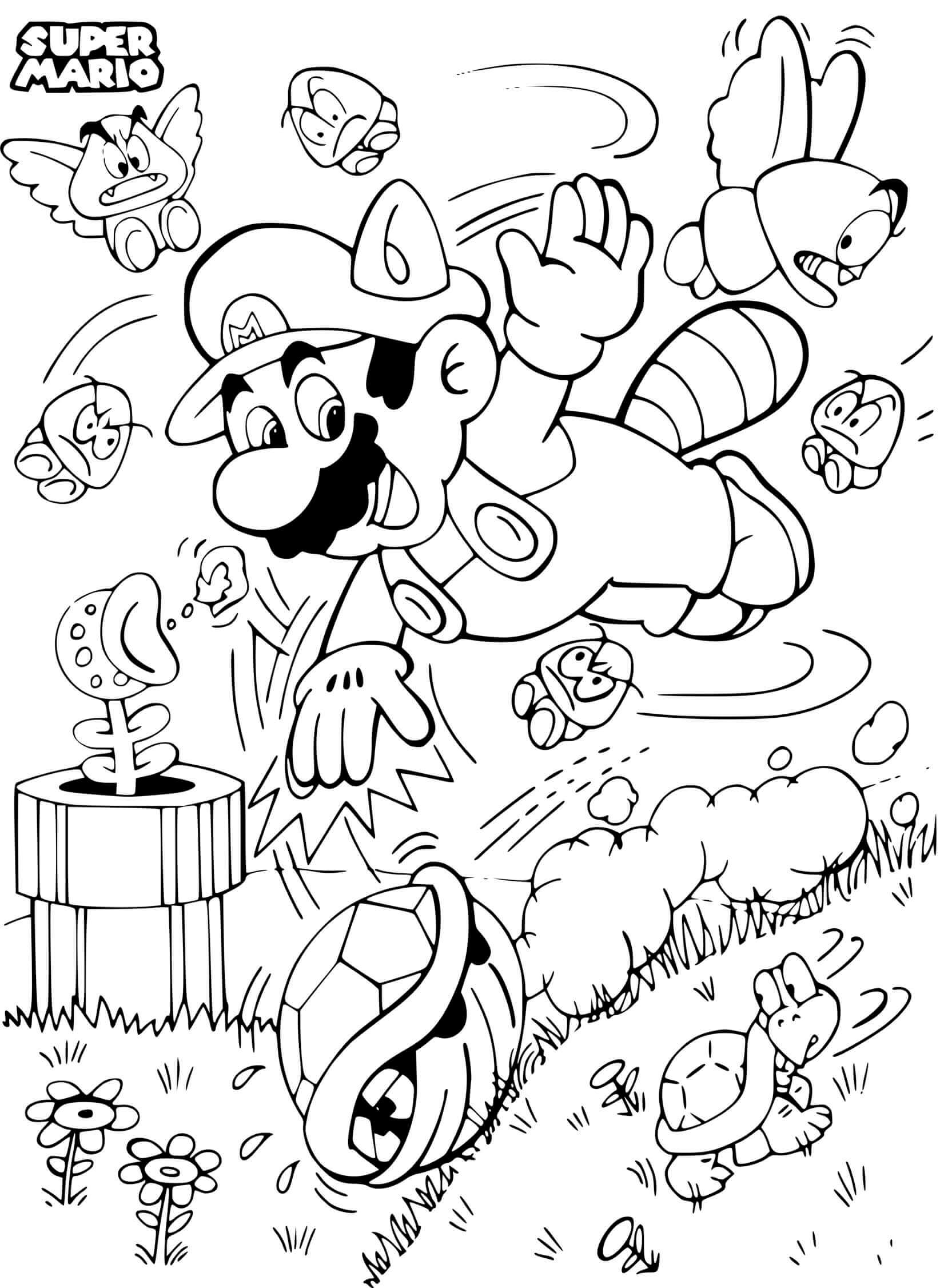 Coloriage Super Mario Bros World - Mario à imprimer