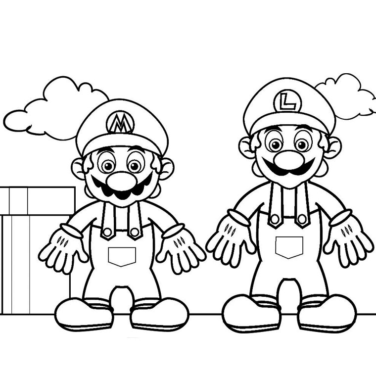 Coloriage Mario navigue dans l'espace galactique - Mario à imprimer