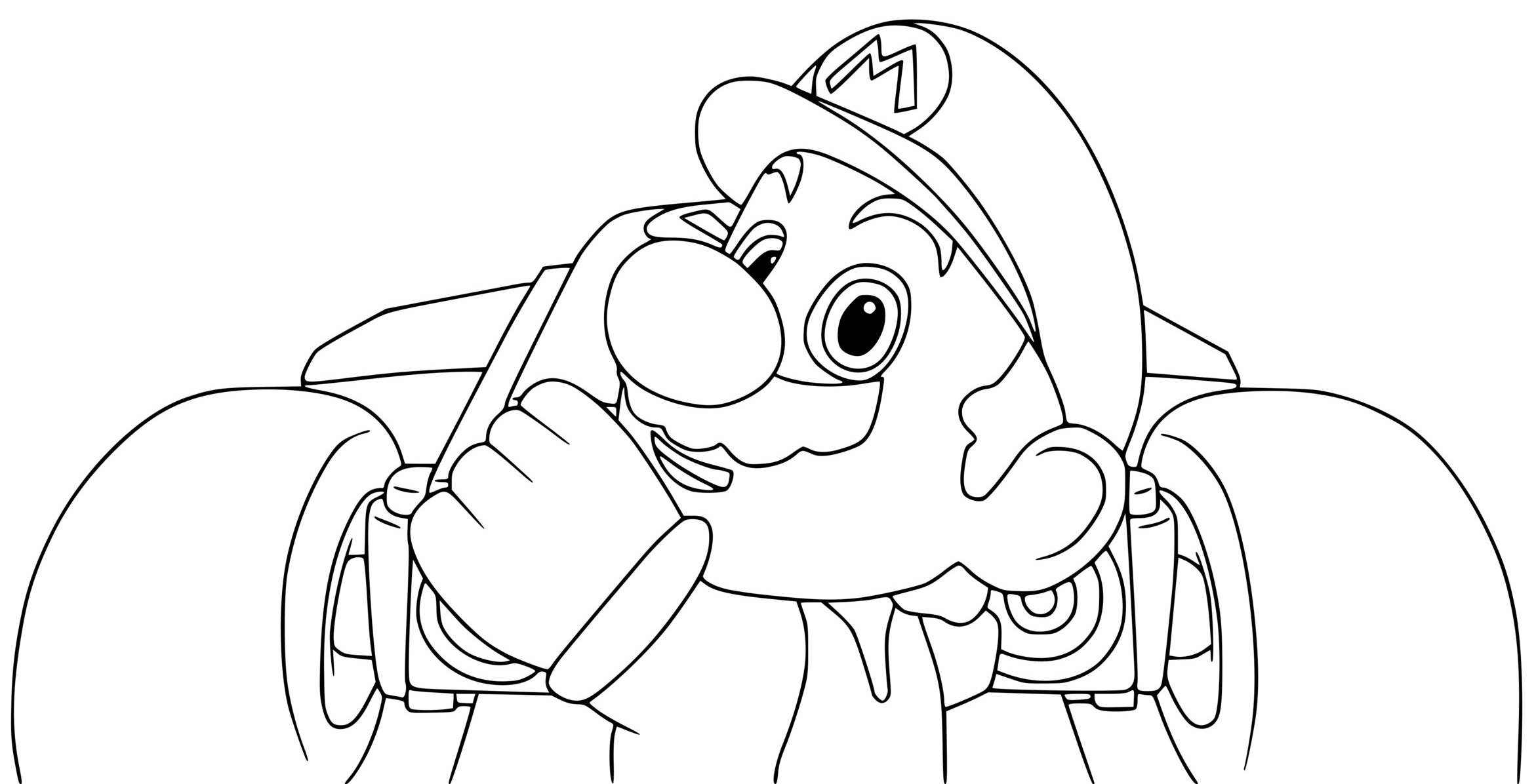 Coloriage Super Mario Kart Odyssey - Mario à imprimer