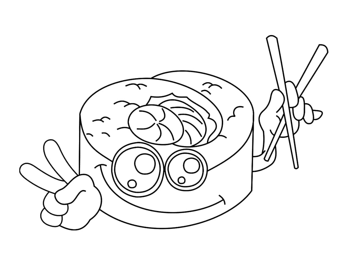 Coloriage Sushi Kawaii - Kawaii à imprimer