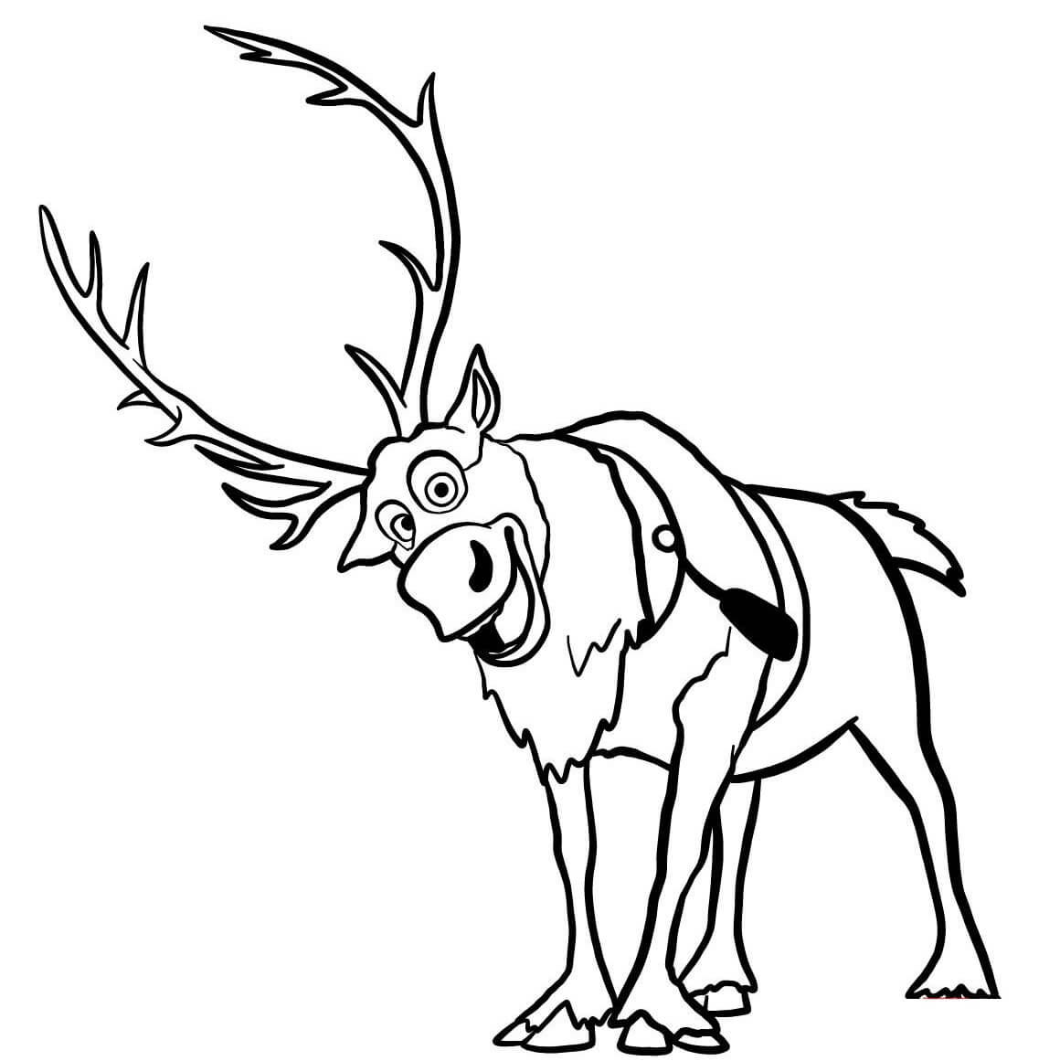 Coloriage Sven Le Cerf De Kristoff - La Reine des neiges à imprimer