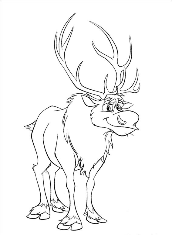 Coloriage Sven Le Renne - La Reine des neiges à imprimer