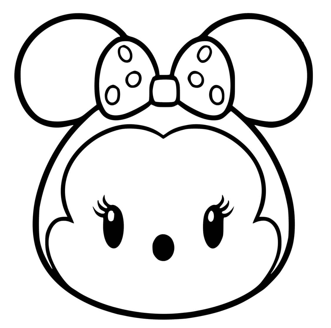 Coloriage Tête kawaii de minnie mouse - Disney à imprimer