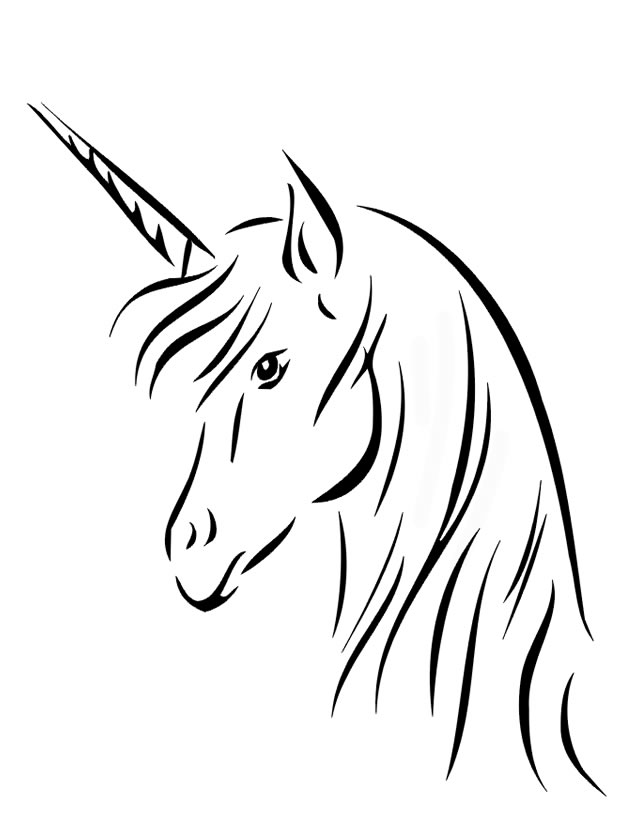 Coloriage Tête Licorne Facile - Licorne à imprimer