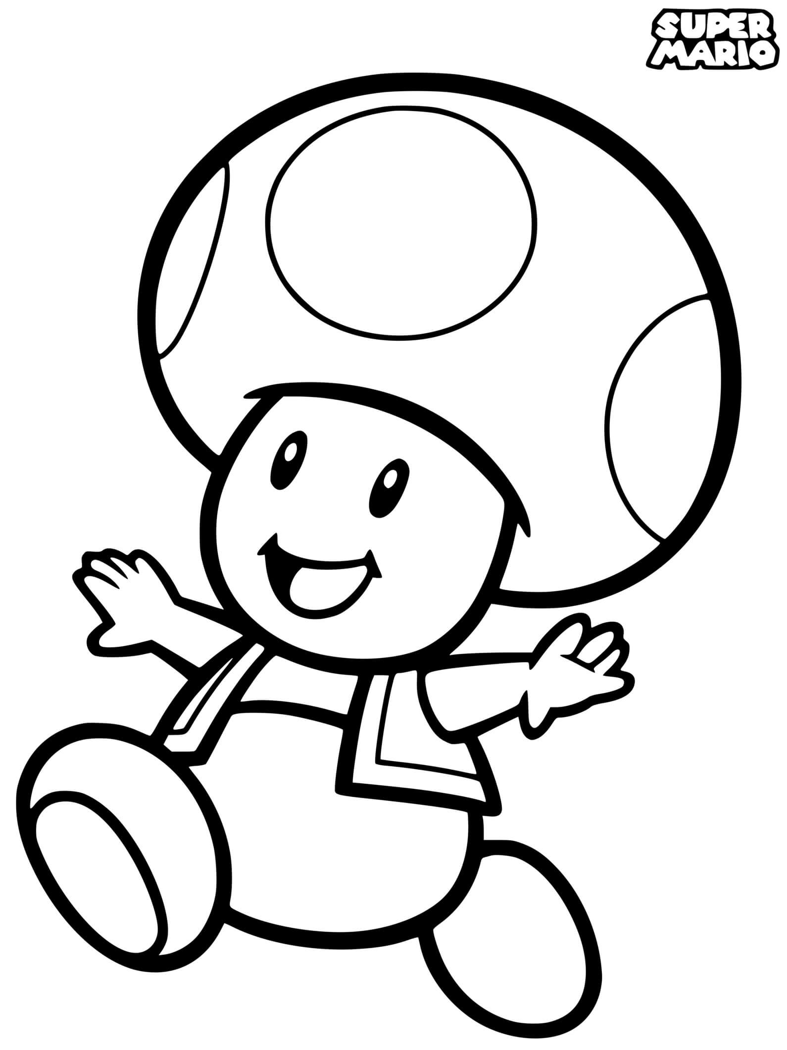 Coloriage Toad Princess Peachs Attendant - Mario à imprimer