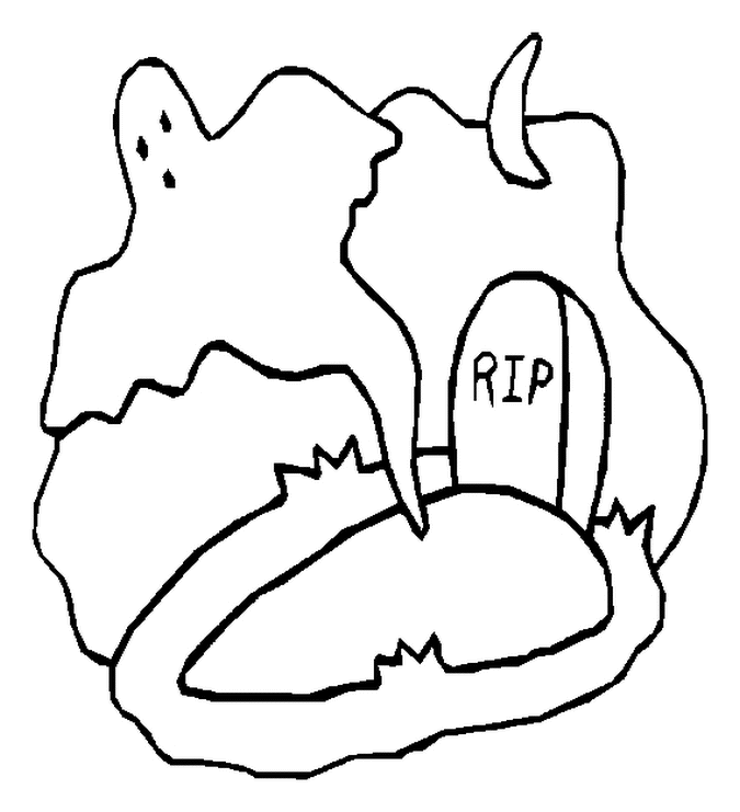 Coloriage Tombe Et Fantôme - Halloween à imprimer