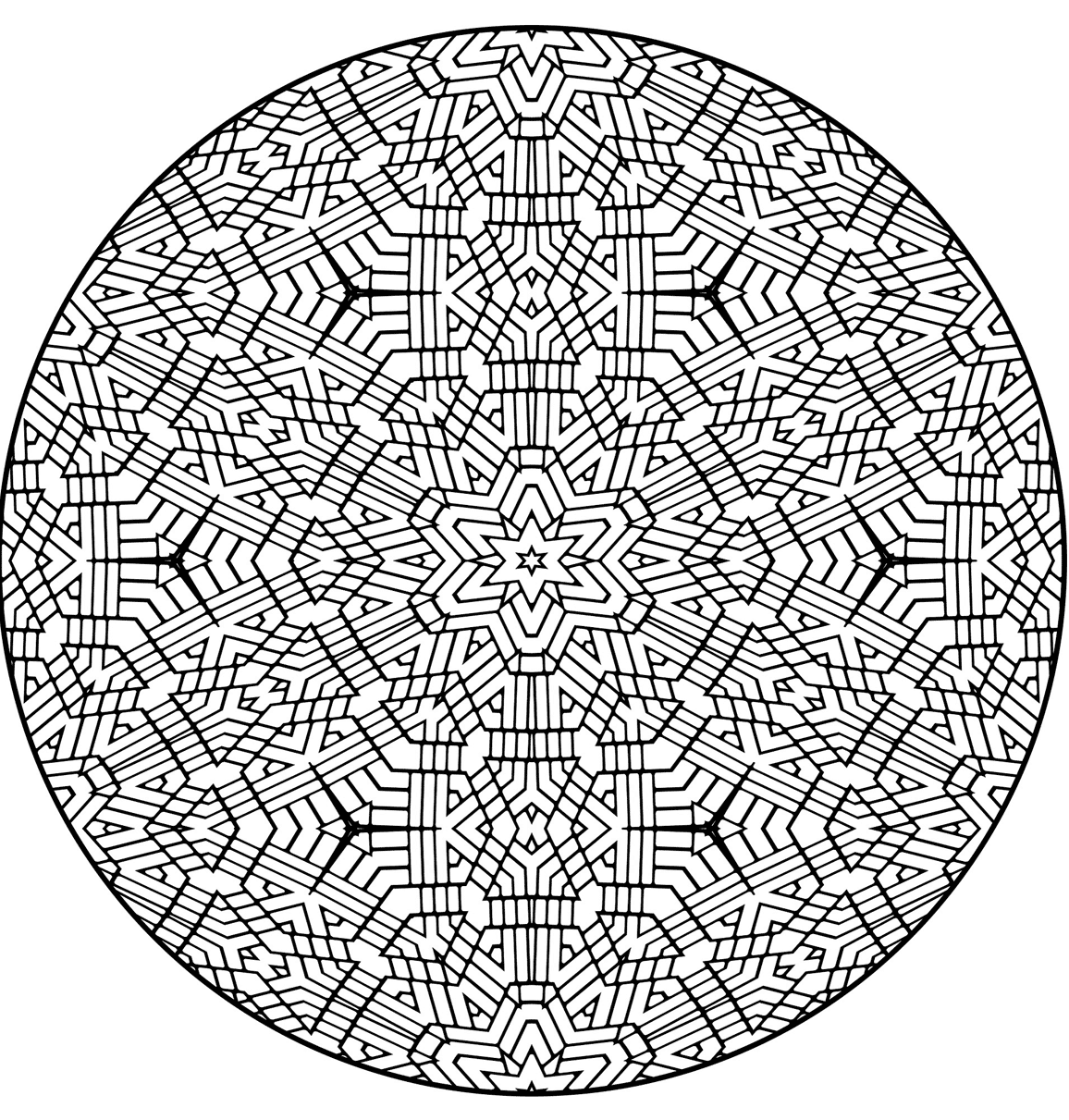 Coloriage Trippy Mandala With Stars - Mandala à imprimer